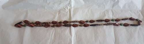 Elegant copper and green tone vintage bead necklace