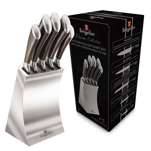 6 pcs knife set with stainless steel stand, Passion Collection
