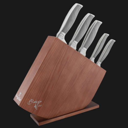 BH-2252 6 pcs knife set with wood stand , Phantom Line