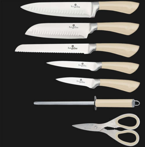 Berlinger Haus BH-2255 8 pcs knife set with stand, beige metallic, SS, Infinity Line