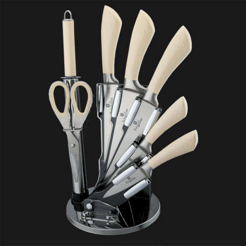 Berlinger Haus BH-2255 8 pcs knife set with stand, beige metallic, SS, Infinity Line