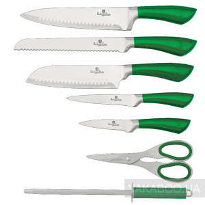 Berlinger Haus BH-2268 8 pcs knife set with stand, green metallic SS, Infinity Line