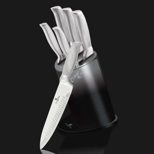 BH-2283 6 pcs knife set with stand, carbon-silver, Kikoza Collection