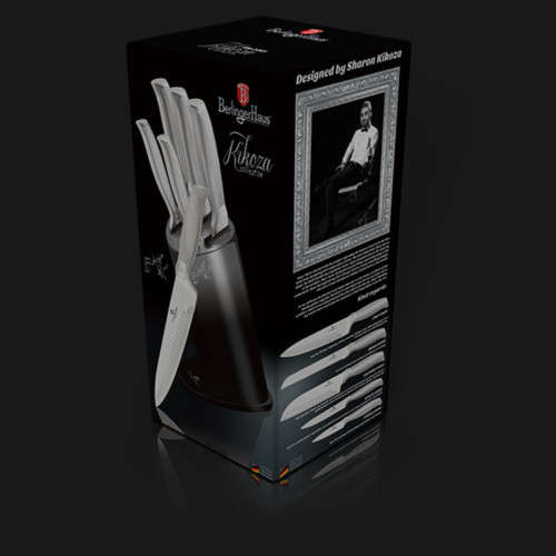BH-2283 6 pcs knife set with stand, carbon-silver, Kikoza Collection