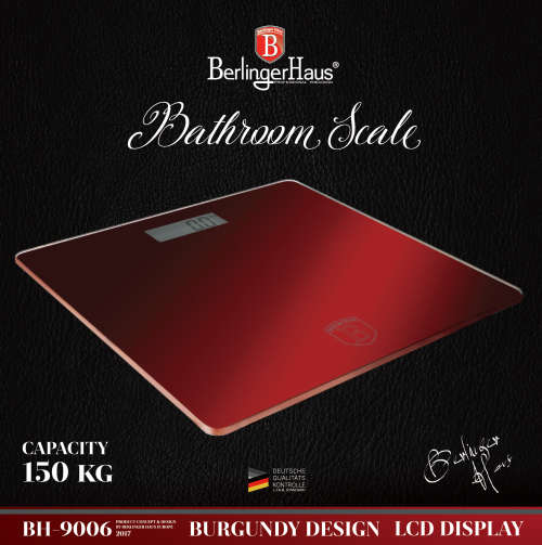 Berlinger Haus Digital 150KG Bathroom Scale - Burgundy Metallic BH-9006