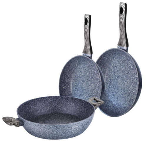 Berlinger Haus 3-Piece Marble Coating Forest Line Cookware Set ¿¿ Smoked Wood ¿¿ BH-1581