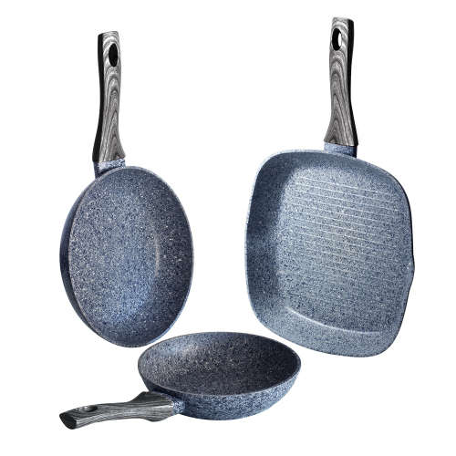 Berlinger Haus 3-Piece Marble Coating Forest Line Fry & Grill Pan Set ¿ Smoked Wood ¿ BH-1580