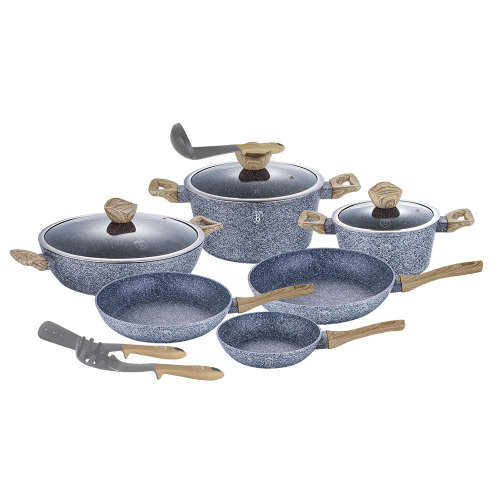 Berlinger Haus 12-Piece Marble Coating Forest Line Cookware Set Light Wood,BH-1572