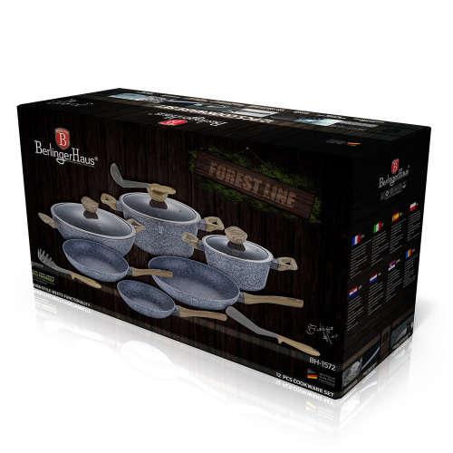 Berlinger Haus 12-Piece Marble Coating Forest Line Cookware Set Light Wood,BH-1572