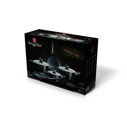 Berlinger Haus 10-Piece Marble Coating Ebony Smoked Wood Line Cookware Set BH-1535