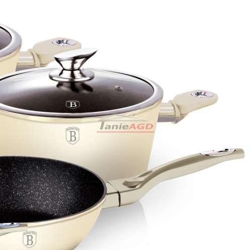 Berlinger Haus 10-Piece Marble Coating Induction Cookware Set , Cream Metallic Line