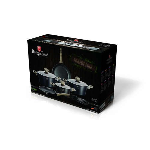 Berlinger Haus 10-Piece Marble Coating Ebony Maple Line Cookware Set BH-1533