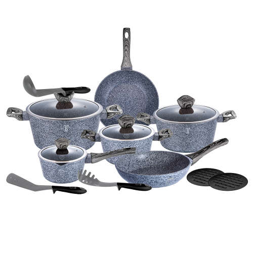 Berlinger Haus 15-Piece Marble Coating Forest Line Cookware Set ¿ Smoked Wood ¿ BH-1578