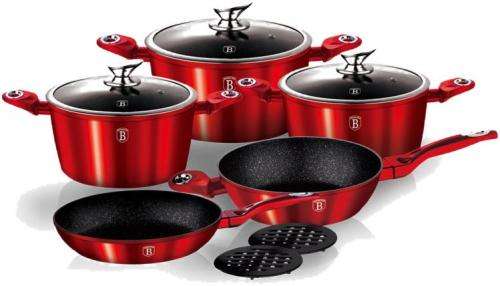 Berlinger Haus 10 pcs cookware set, Burgundy Metallic Line, BH-1222