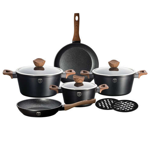 Berlinger Haus 10-Piece Marble Coating Ebony Rose Wood Line Cookware Set BH-1534