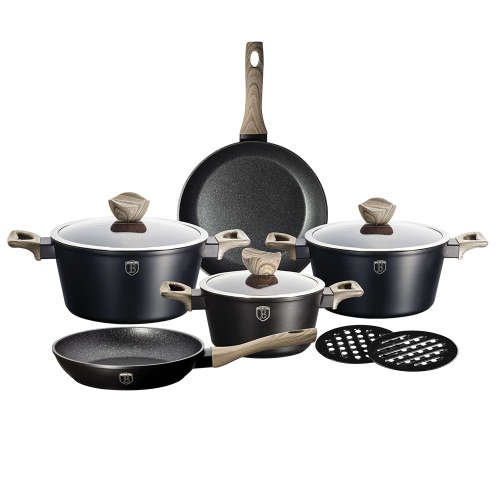 Berlinger Haus 10-Piece Marble Coating Ebony Maple Line Cookware Set BH-1533
