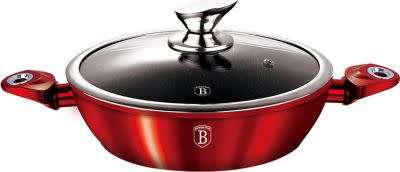 BH-1264 Shallow pot with lid 32 cm, Burgundy Metallic Line