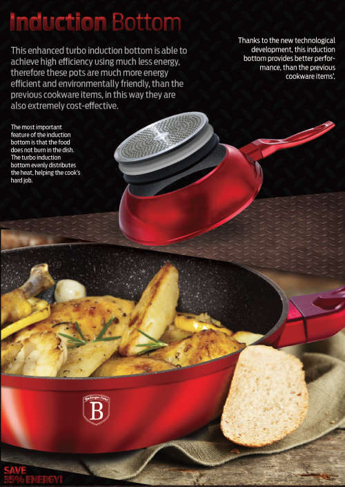 BH-1267 Wok 28 cm, Burgundy Metallic Line