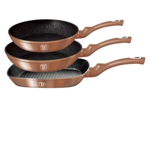 Berlinger Haus  BH-1279  3-Piece Copper Frypan & Griddle Set
