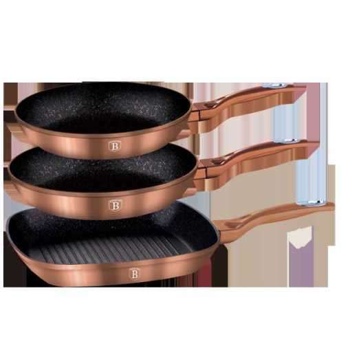 Berlinger Haus  BH-1279  3-Piece Copper Frypan & Griddle Set