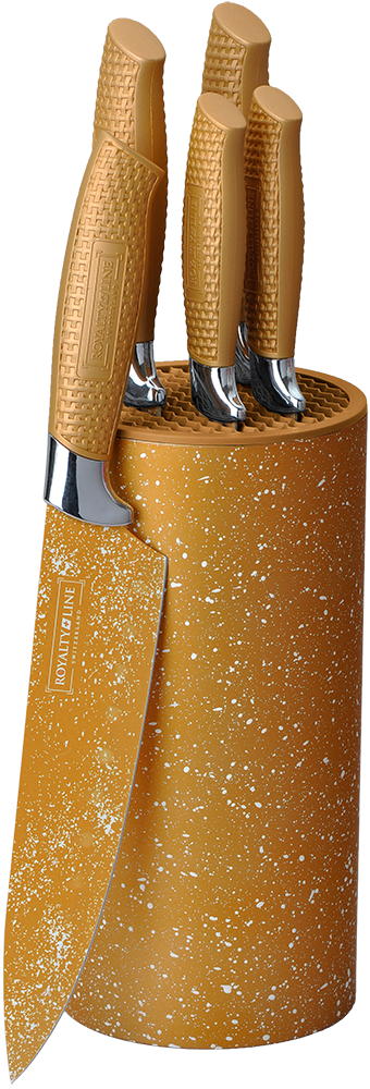 Royalty Line 5 Pcs Marble Coating Knife Set with Stand RL-5MSTG