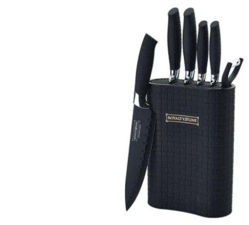 ** Royalty Line 6-Piece Non-Stick Coating Knife with Stand -WHITE