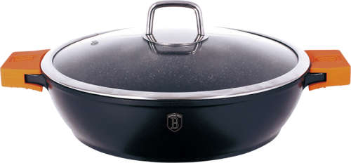 Berlinger Haus 32cm Marble Coating Oven Safe Shallow Pot with Glass Lid Black