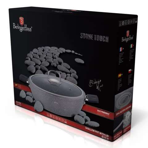 FREE SHIPPING ***Berlinger Haus BH-1157 Shallow pot with lid 32 cm, Gray Stone Touch Line