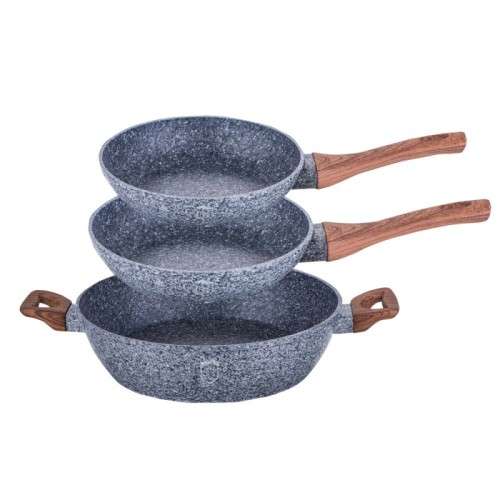 FREE SHIPPING *** 3 Piece Set Berlinger Haus BH-1216 Stone Coated Cooking Frying Pan