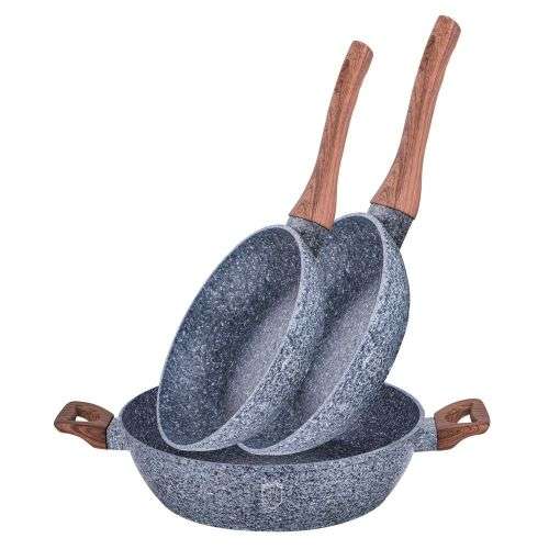 FREE SHIPPING *** 3 Piece Set Berlinger Haus BH-1216 Stone Coated Cooking Frying Pan