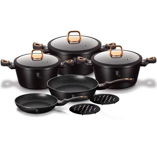 Berlinger Haus Marble Coating Cookware 10 Piece Set - Black Rose Collection