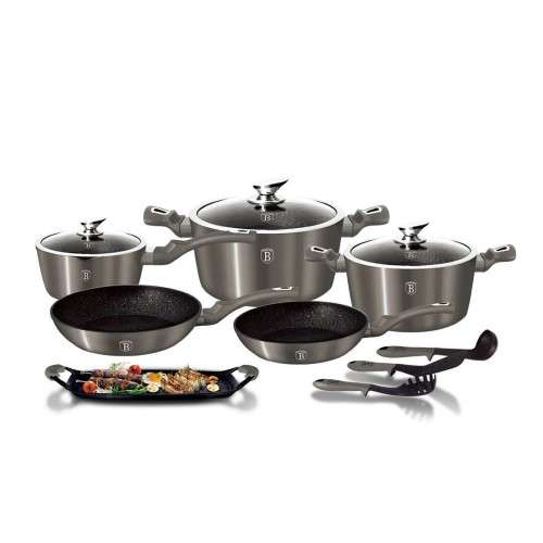 FREE SHIPPING ** Berlinger Haus Marble Coating Cookware 12 Piece Set  metallic carbon