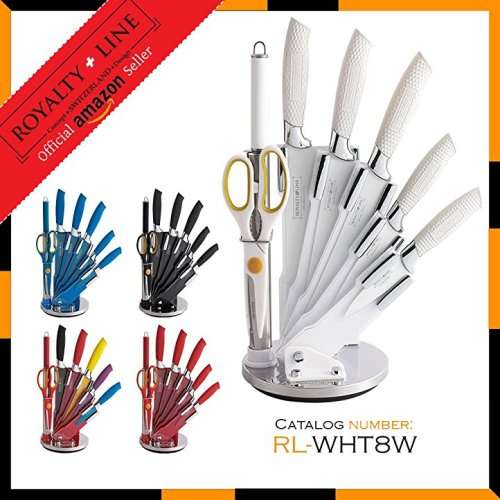 Royalty Line 8 PCS NON-STICK COATING KNIFE SET + STAND RL-WHT8-W