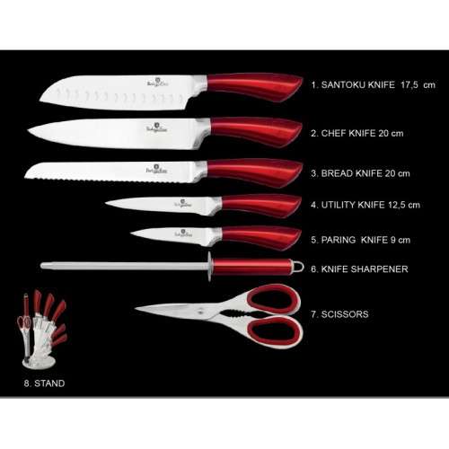 Berlinger Haus 8-Piece Stainless Steel Knife Set With Stand Infinity Line bh-2043