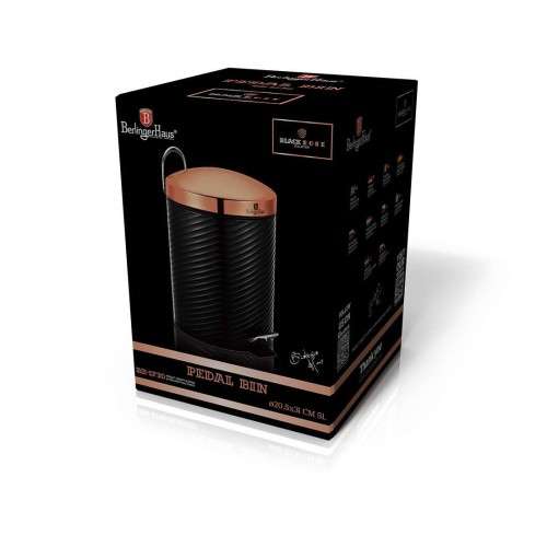 Berlinger Haus 5L Pedal Bin Black Rose Gold Collection BH-1730