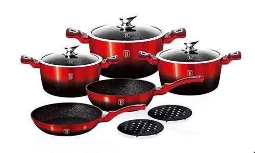 BH-1631 Berlinger Haus Marble Coating Cookware 10 Piece Set - Black Burgundy Edition