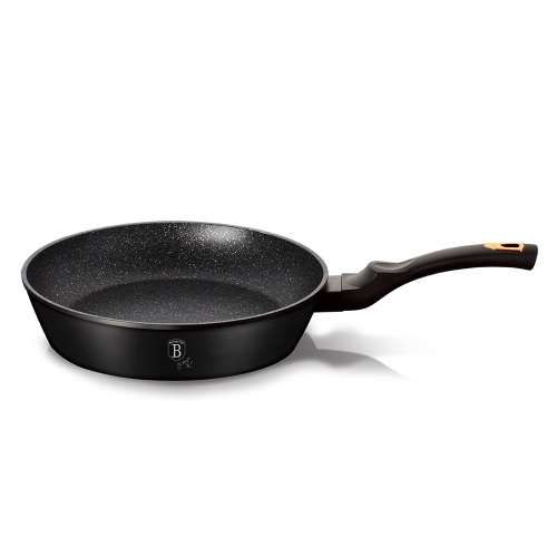 Berlinger Haus 24cm Marble Coating Non-Stick Deep Frypan with Lid Black Rose Gold  BH-1643