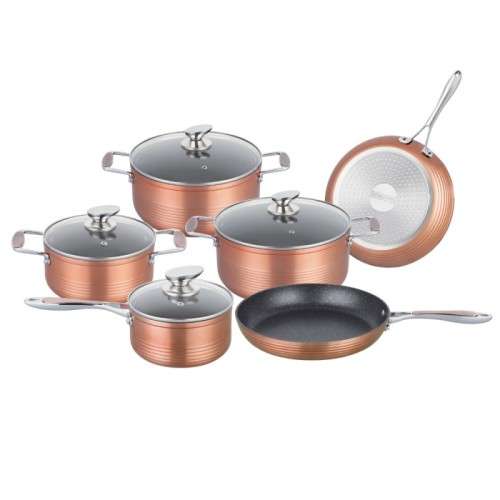 ROYALTY LINE RL-FM10C  10 PCS NON-STICK MARBLE COATED COOKWARE SET COPPER