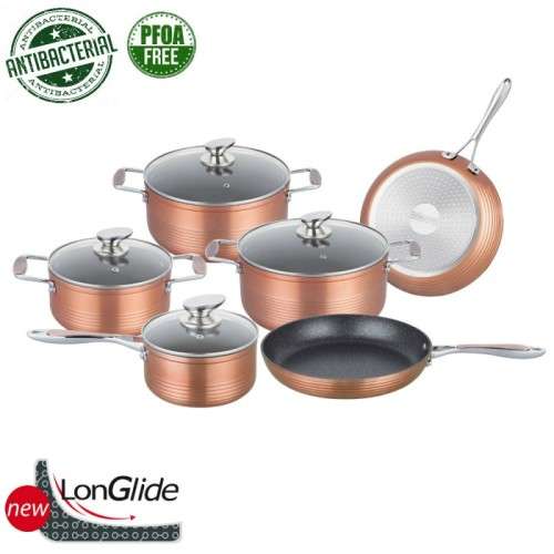 ROYALTY LINE RL-FM10C  10 PCS NON-STICK MARBLE COATED COOKWARE SET COPPER