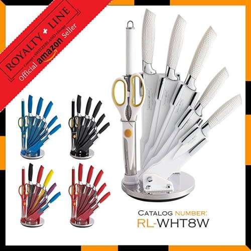 ROYALTY LINE 8 PCS CERAMIC COATING KNIFE SET RL-WHT8-W