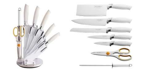 ROYALTY LINE 8 PCS CERAMIC COATING KNIFE SET RL-WHT8-W