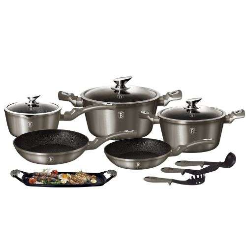 Berlinger Haus Marble Coating Cookware 12 Piece Set  metallic carbon BH-1697