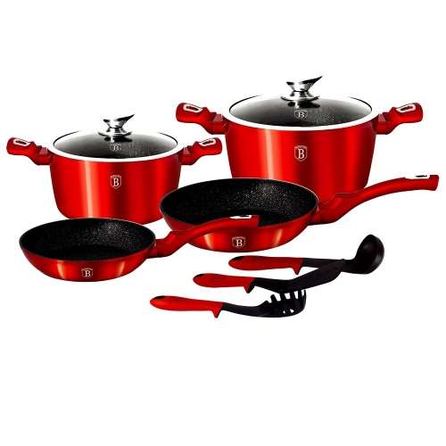 Berlinger Haus 9 pcs cookware set, Burgundy Metallic Line BH-1228