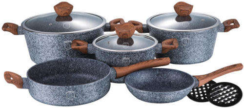 Berlinger Haus BH-1211 Marble Coating 10-Piece Induction Ready Cookware Set , Forest Line