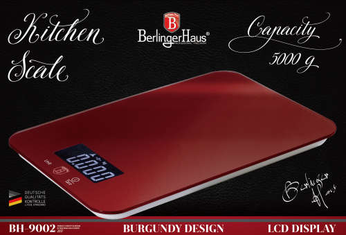 Berlinger Haus Digital 5Kg Kitchen Scale ¿ Burgundy Metallic Line BH-9002
