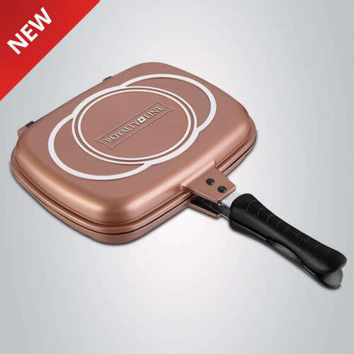 Royalty Line Supreme Marble Coating Double Fry & Grill Pan 28cm -Copper RL-DF28M