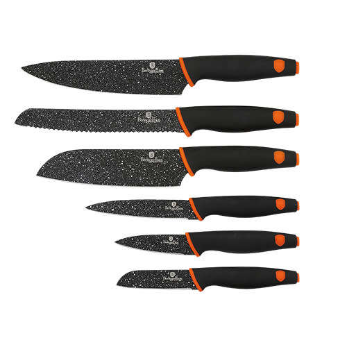 Berlinger Haus 6-Piece Marble Coating Stainless Granit Diamond Line Knife Set - Orange BH-2111