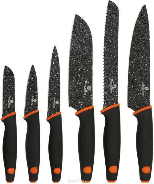 Berlinger Haus 6-Piece Marble Coating Stainless Granit Diamond Line Knife Set - Orange BH-2111