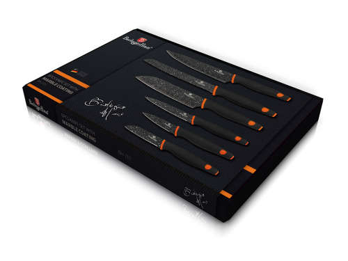Berlinger Haus 6-Piece Marble Coating Stainless Granit Diamond Line Knife Set - Orange BH-2111