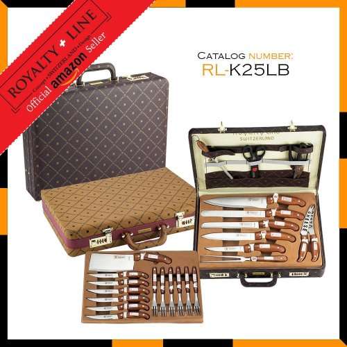 Royalty Line 25-Piece Knife Set in Leather Brief-Case RL-K25LB